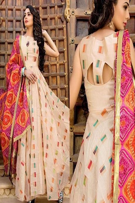 Designer Multi Color Embroidery Work Heavy Rayon Anarkali Salwar