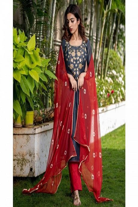 Gorgeous Royal Blue Color Heavy Fancy Kurti Online