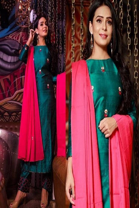 Fabulous Dark Green Color Heavy Trendy Salwar Kameez