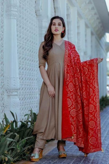 Gray Color Designer Plain Regular Wear Salwar