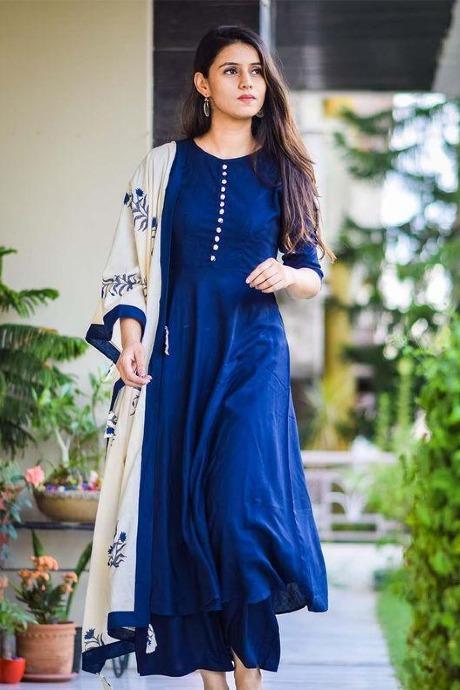 Rounded Royal Blue Color Salwar Suits Online