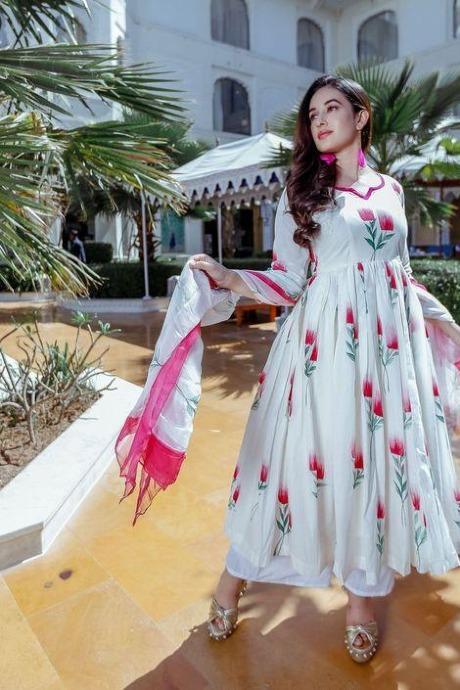 multi color Flower Printed Satin Salwar Suits