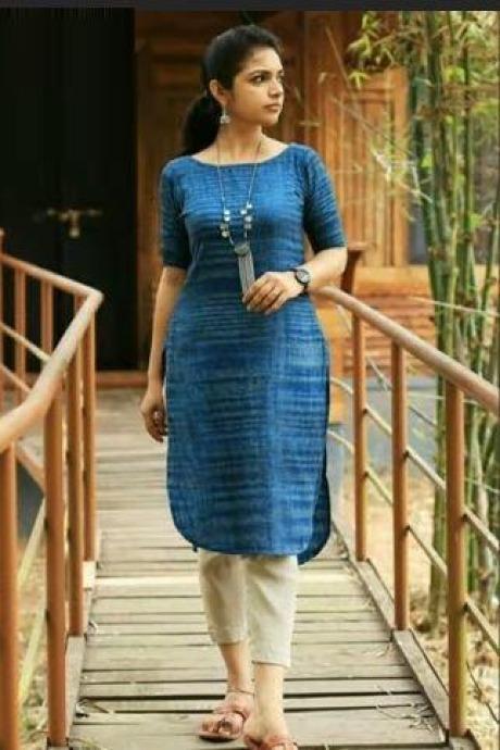 Blue Color Straight Cut Regular Wear Salwar For Girls