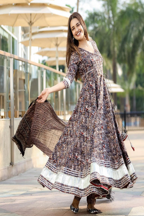 Multi Color Stylish Attractive Designer Gotta Patti Work Two Tone Gown