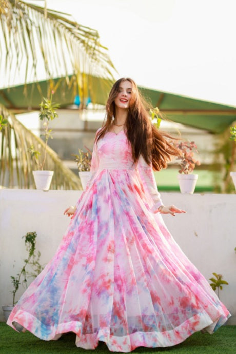 Attractive Designer Party Wear Embroidery Work Gown Dress
