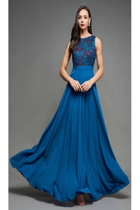 Attractive blue Color Low Price Online Gown For Ladies