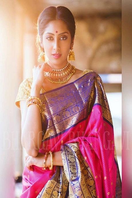 Fashionable Designer One piece Purple colored Silk Saree