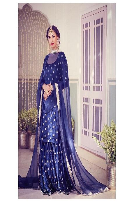 Blue Color Attractive Heavy Plain Heavy Kurti N Plazo