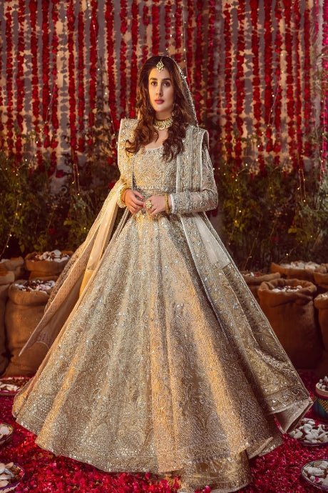 cream Color Designer Circular Salwar Neck Designs Suits