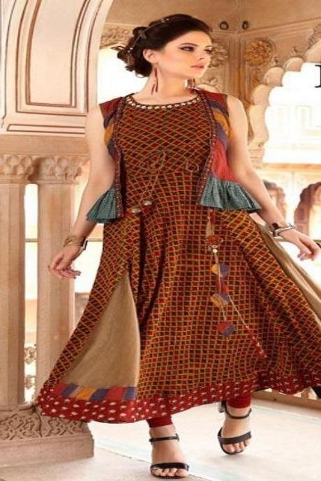 Pure Cotton Silk Printed and Hand Work Kurti