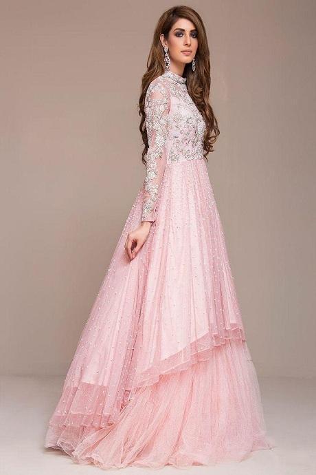 Designer Baby Pink Color Soft Net Online Gown 2021
