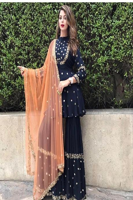 Blue Color Designer Simple Salwar Kameez For Women