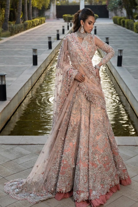 Peach Color Heavy Work Designer Gown South Silk Dress