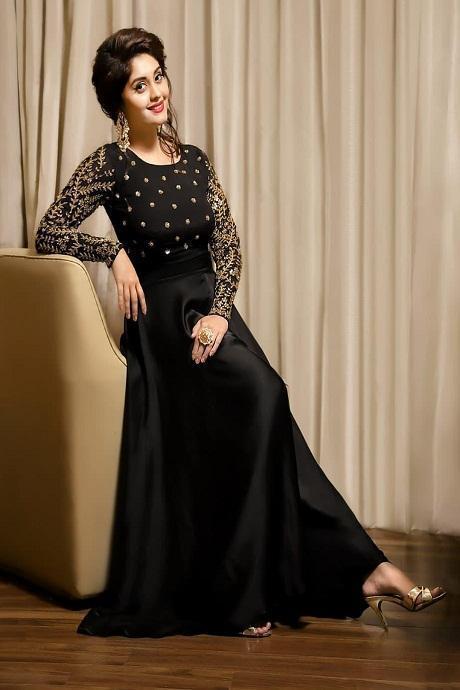 Anarkali Flared Heavy Blue Gown Dress In Low Rate
