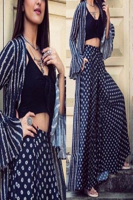 Stylish Soft Heavy Silk Navy Blue Color Silk Three Piece In One Piece