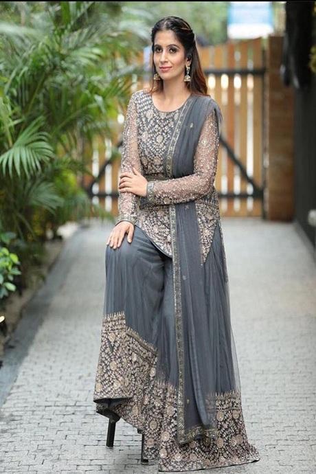 Appealing Gray Color Heavy Embroidery Work Stylish Kurti N Plazo