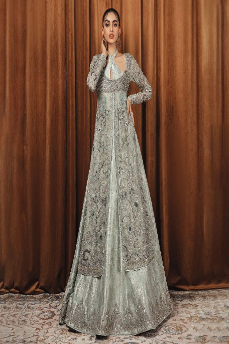 Beautiful Dark Grey Color Attractive Heavy Work Gown Online