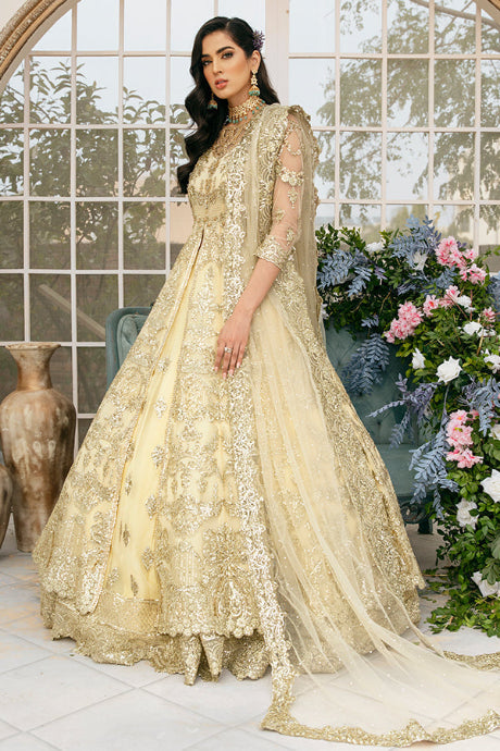 Attractive Cream Color Anarkali Flared Embrodiery Work Gown
