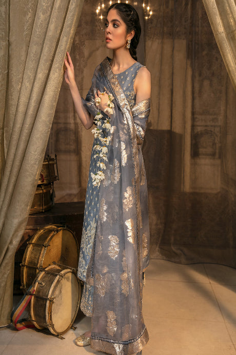 Awesome Grey Color Attractive Embroidery Work Gown