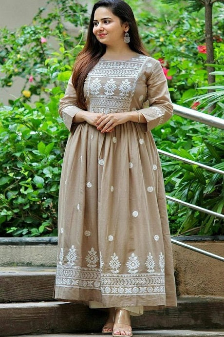 Hand Work Latest Designer Hand Work Kalmkari Gown