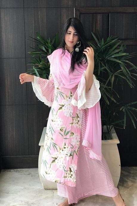 Light Pink Color Designer Dress N Palazzo