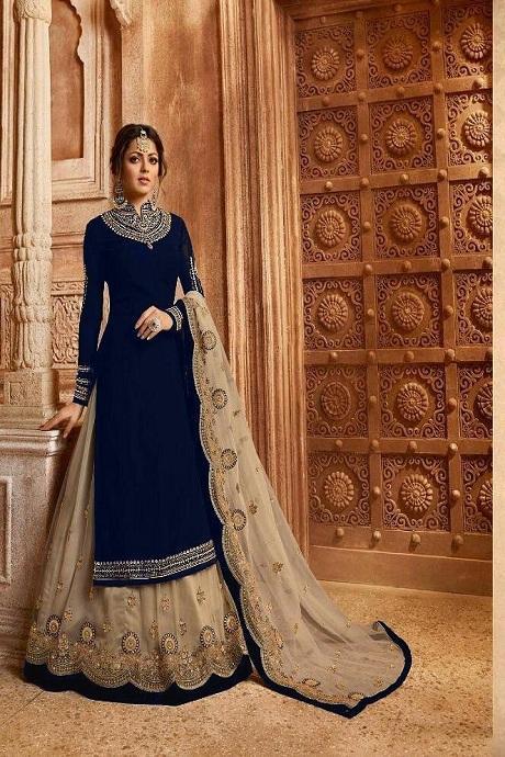 Blue Color Embroidery Work Party Wear Salwar Online