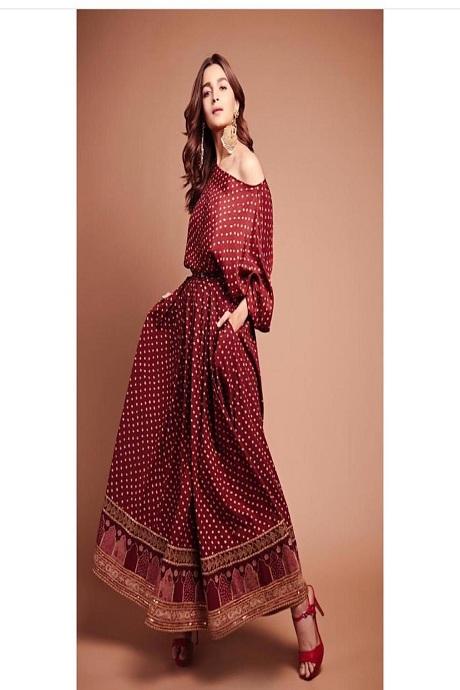 Maroon Colored Occasional Wear Digital Printed Three Piece