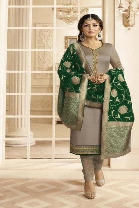 Golden Color Silk Salwar Suits Designs For Girls