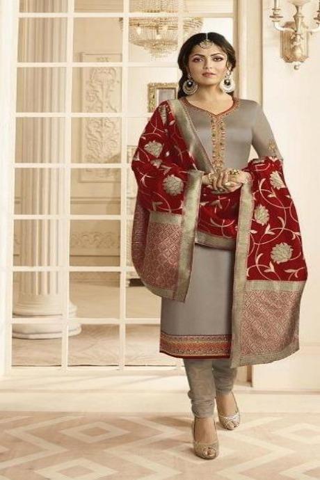 Occasional Wear Silk Golden Salwar Suits Designs