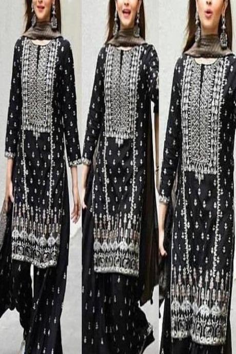 Black Color Designer Heavy Party Wear Salwar Suits Online