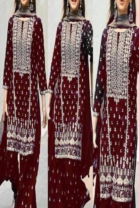 Dark Maroon Color Designer Heavy Fancy Salwar Online
