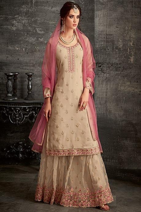 Light Cream Colored Festival Wear Salwar Kameez