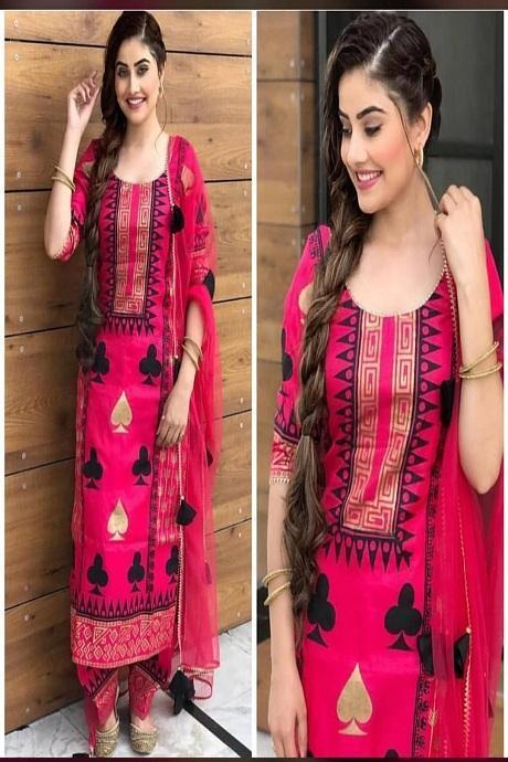 Pink Color Regular Wear Digital Printed Pure Georgette Silk Salwar
