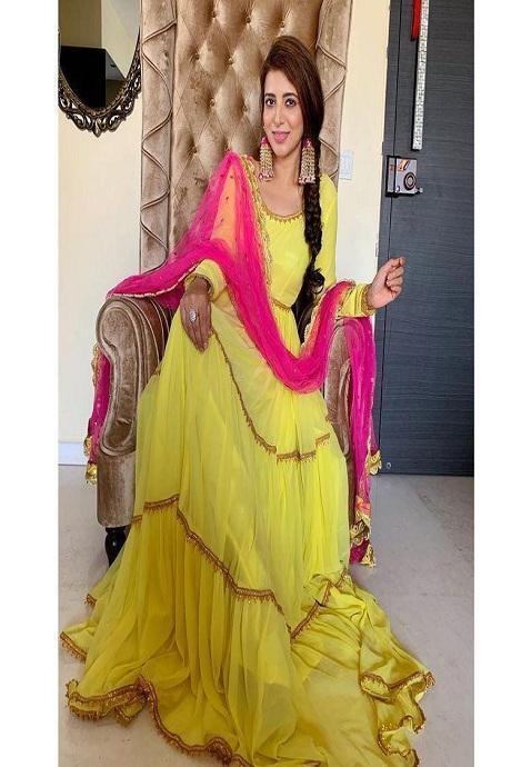 Light Yellow Color Pure Georgette Silk Kurti Plazzo