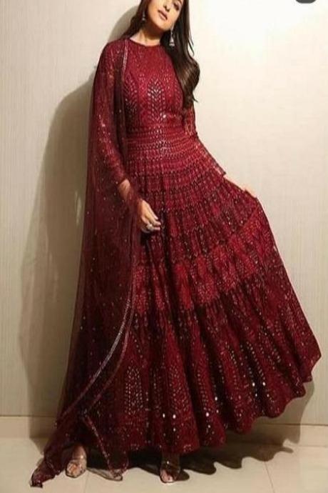 Maroon Color Occasional Wear Salwar Suits Design