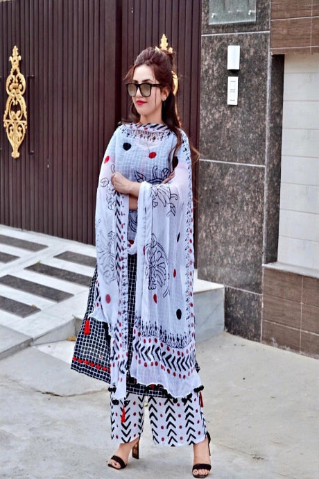 Designer Heavy Black Cotton Salwar Suits For Party