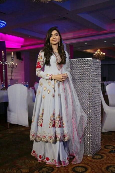 White Color Embroidery and Hand Work Designer Party Wear Salwar