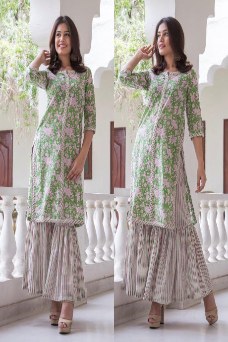 green Color Occasional Wear Digital Printed Multi Salwar Suits