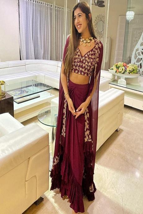 Red Color Embroidery Work Designer Three Piece In One Piece