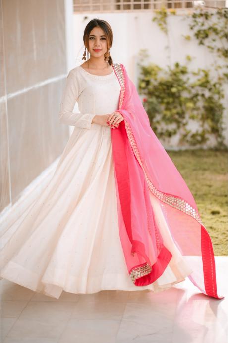White Color Designer Anarkali Low Rate Gown Designs