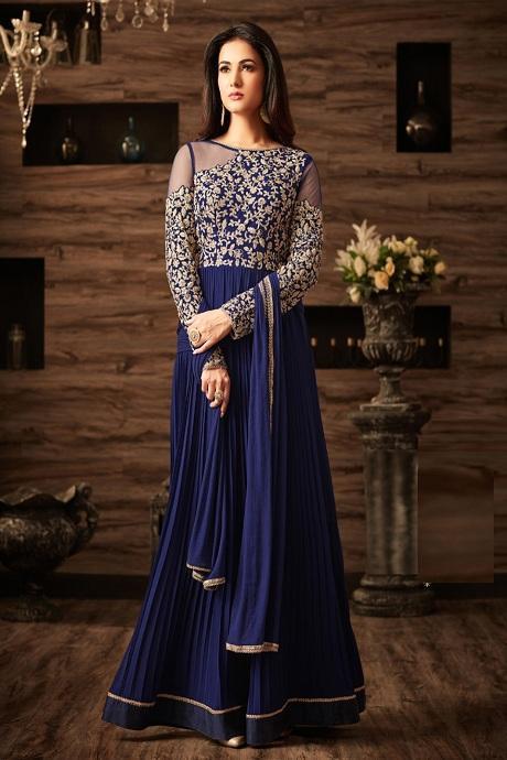 Designer Straight Lowest Price Online Embroidery Work Gown