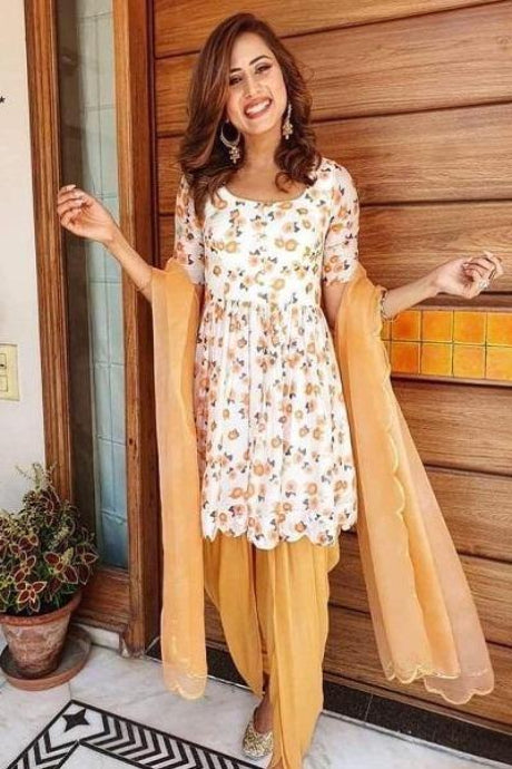 Coffee Color Heavy Work Anarkali Patiala Dress Designs