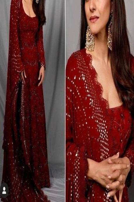 Maroon Color Attractive Designer Kurtis N Palazzo