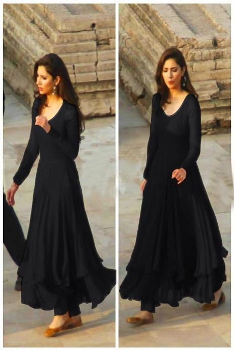 Black Color Designer Anarkali Embroidery Work Dress 2021