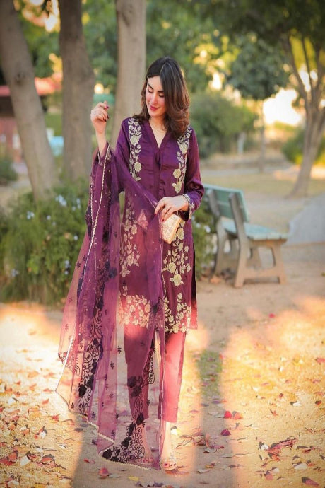 Stylish Anarkali Purple Online Salwar Suits For Girls Party Wear