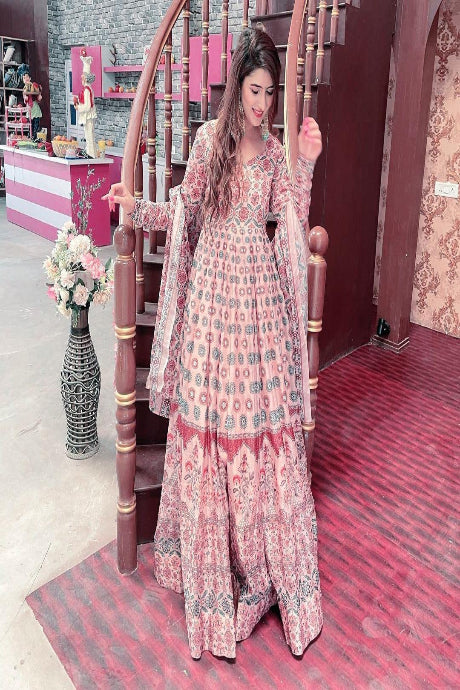 Blooming Light Pink Color Pure Silk Gown