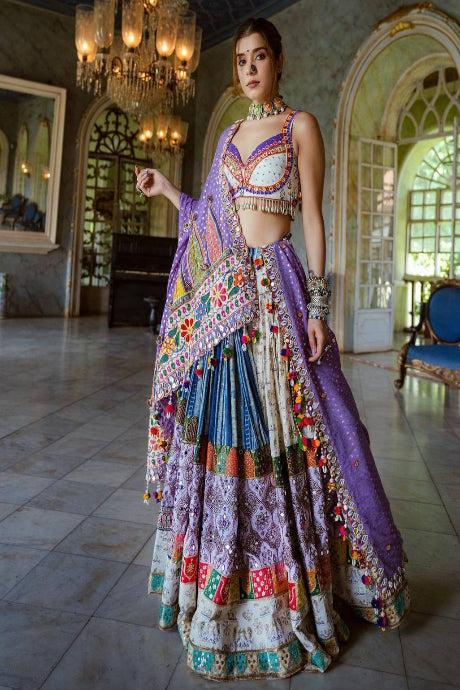 Alluring Soft Silk Multi color Jardoshi Work Lehenga For Engagement