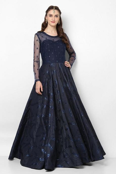 Beautiful Fashionable Pure Silk Embroidery Black Color Salwar Kameez