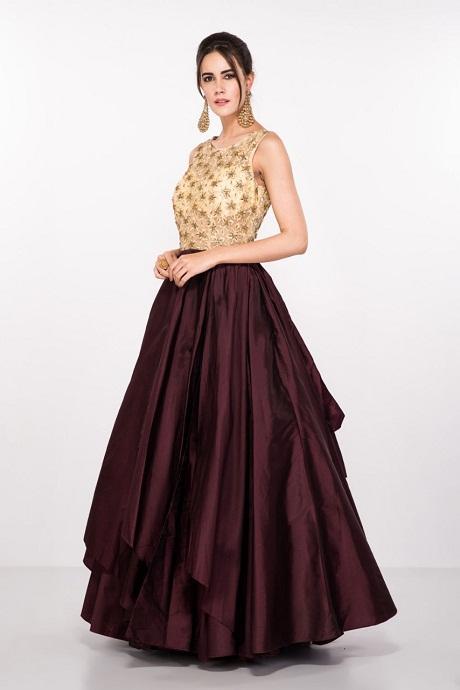 Pure Silk Embroidery Coffee Color Salwar Suits For Women
