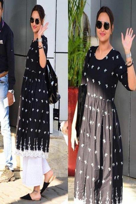 Black Color Cotton Silk Embroidery Hand Work Trendy Salwar Suits